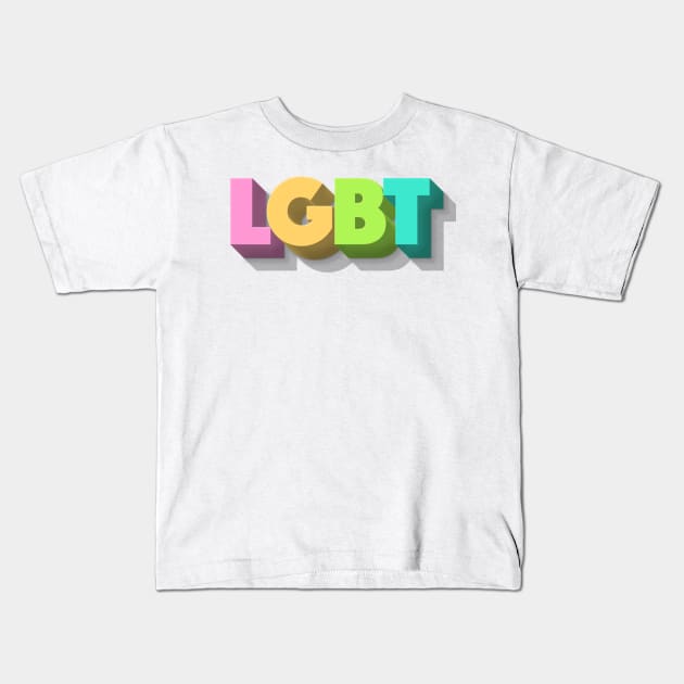 LGBT 70s Retro Style 3D Rainbow Block Design Kids T-Shirt by DankFutura